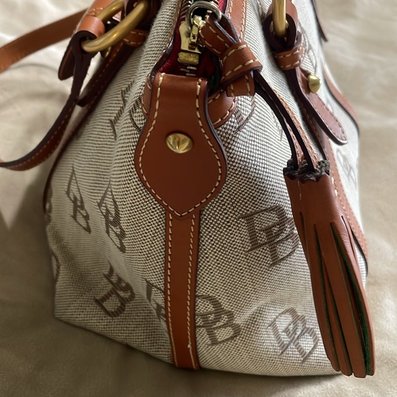 Dooney & Bourke Front Pocket Satchel Signature Canvas Leather trim handles - Picture 12 of 15